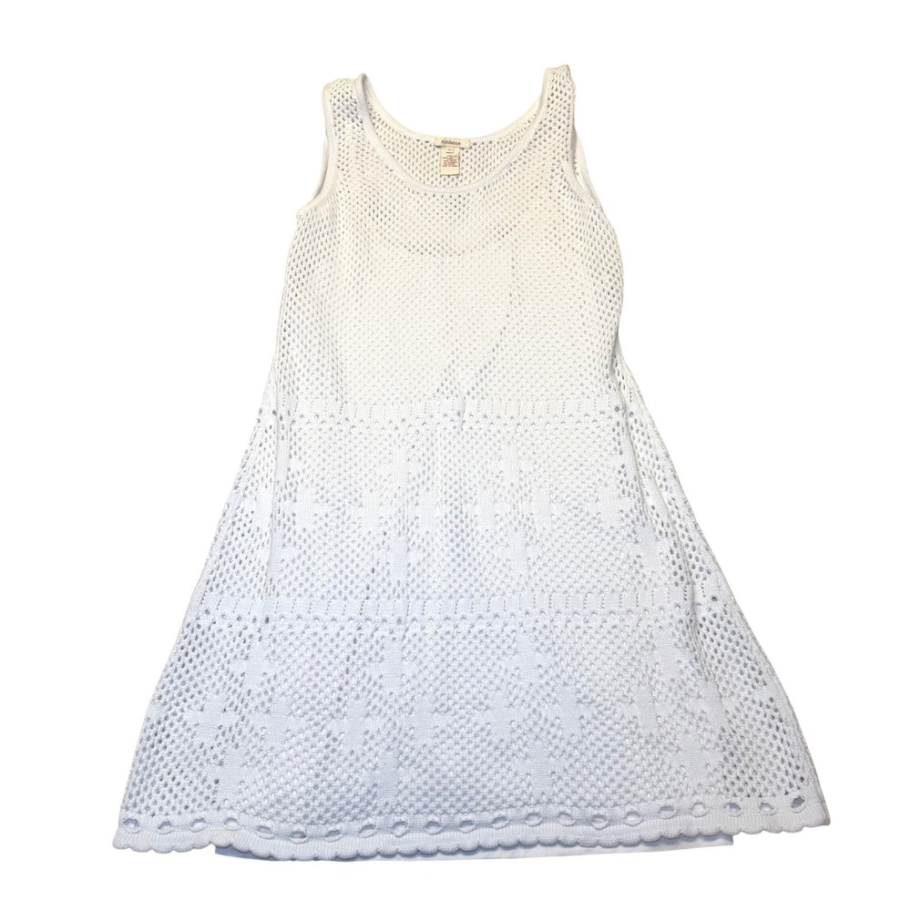 Sundance Crochet Knit Maxi Dress White Sleeveless Lined Boho Beach Vacation